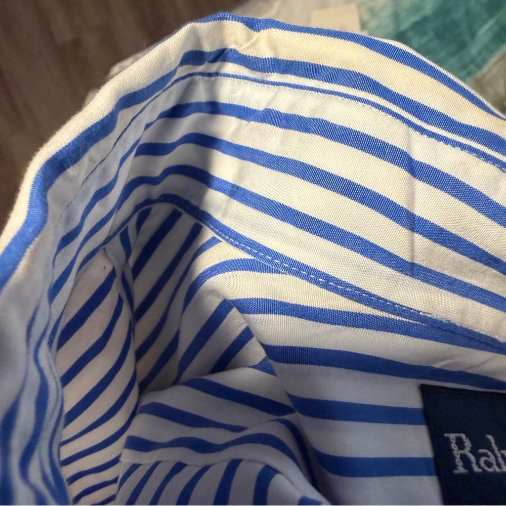 Ralph Lauren Blue and White Stripe Long Sleeve Button Down Size XL - Picture 4 of 9